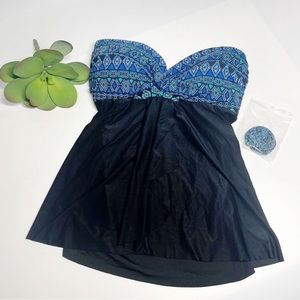 Miraclesuit Gypsy Cardiz Bandeau tankini top ONLY with molded cup Bra Size 8